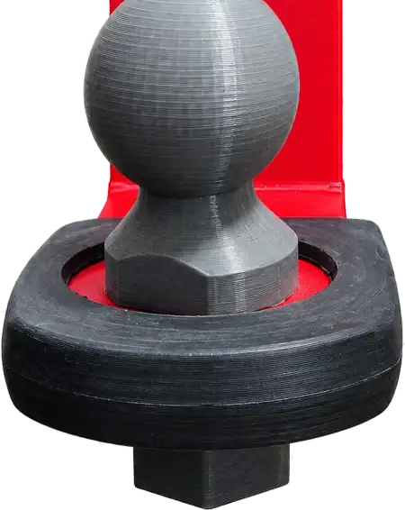 The Hitch Pad fitted over a hitch ball, seen from the front